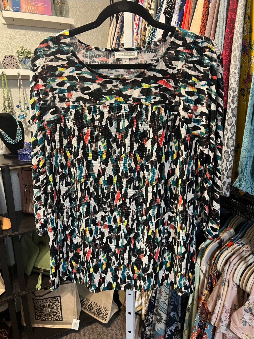 Dana Buchman Multicolor Abstract Blouse
